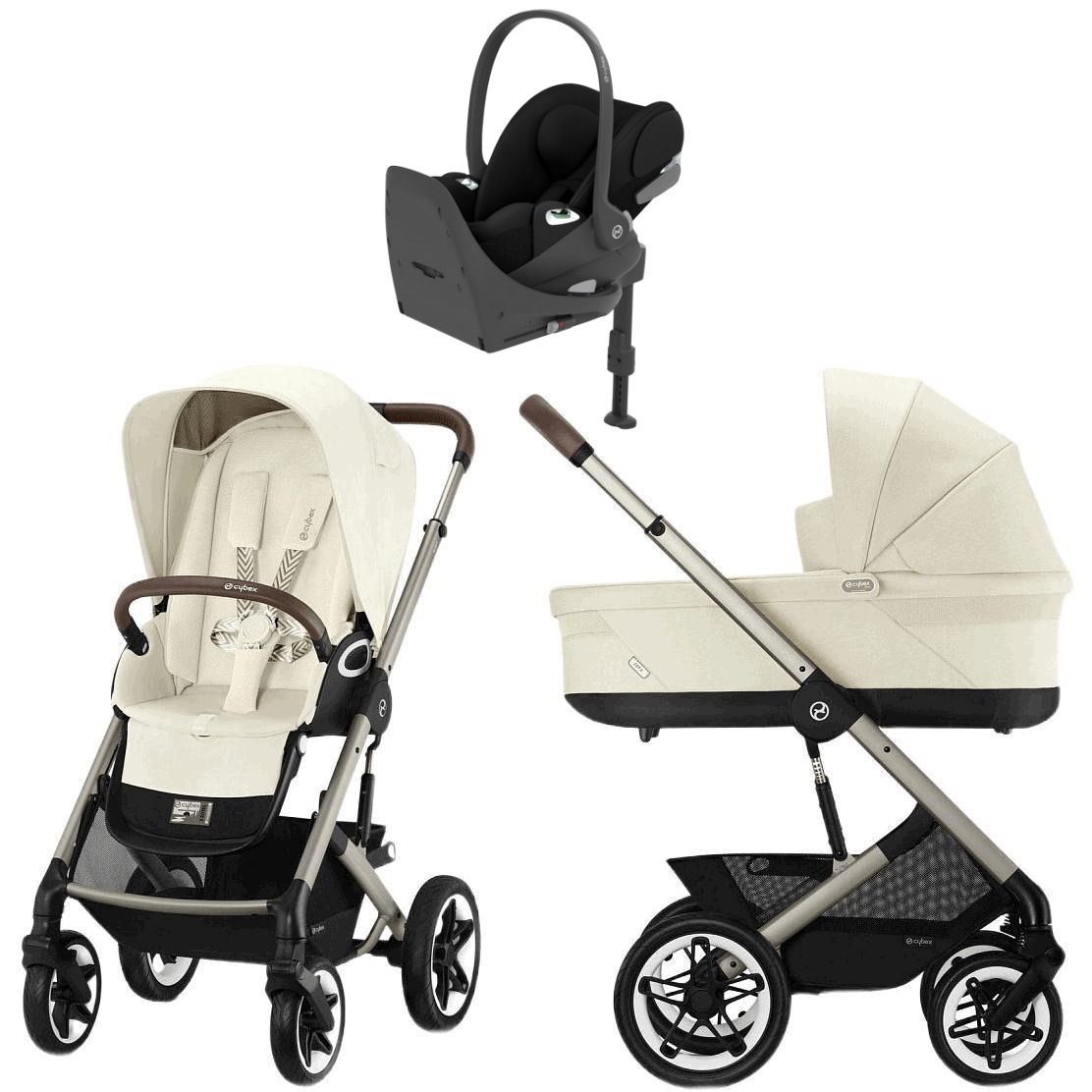 Коляска Cybex Talos S Lux TPE complete Cloud T Sepia Black Base T 4 в 1 Seashell Beige с дождевиками