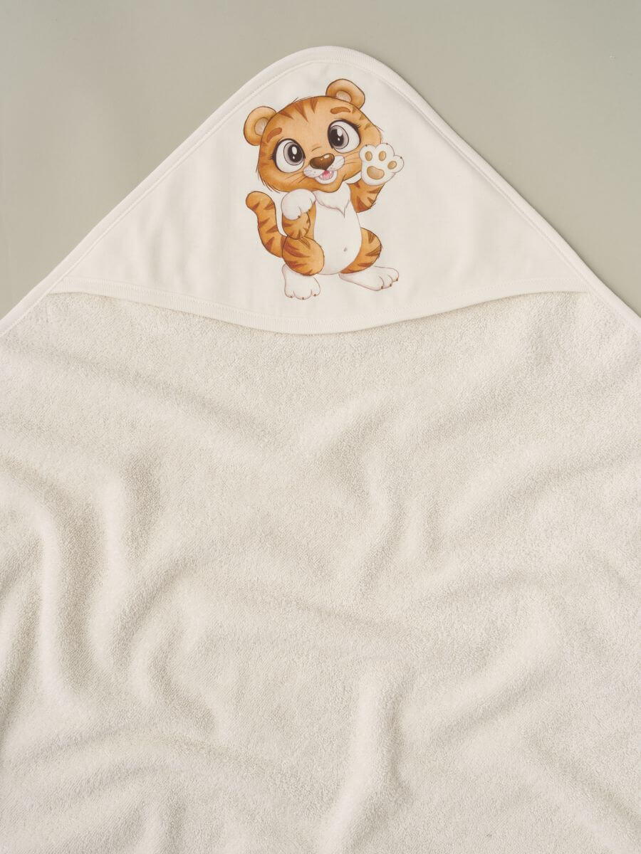 Пелёнка с уголком Little Star Тигренок 100x100 61651 (ЧЗ-мз) крем махра/крем