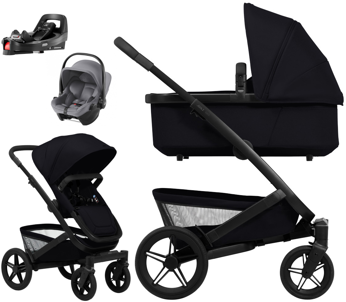Детская коляска 4 в 1 Joolz Geo5 и автокресло Baby-Safe Core Frost Grey и база Vario Base 5Z без адаптеров Space Black