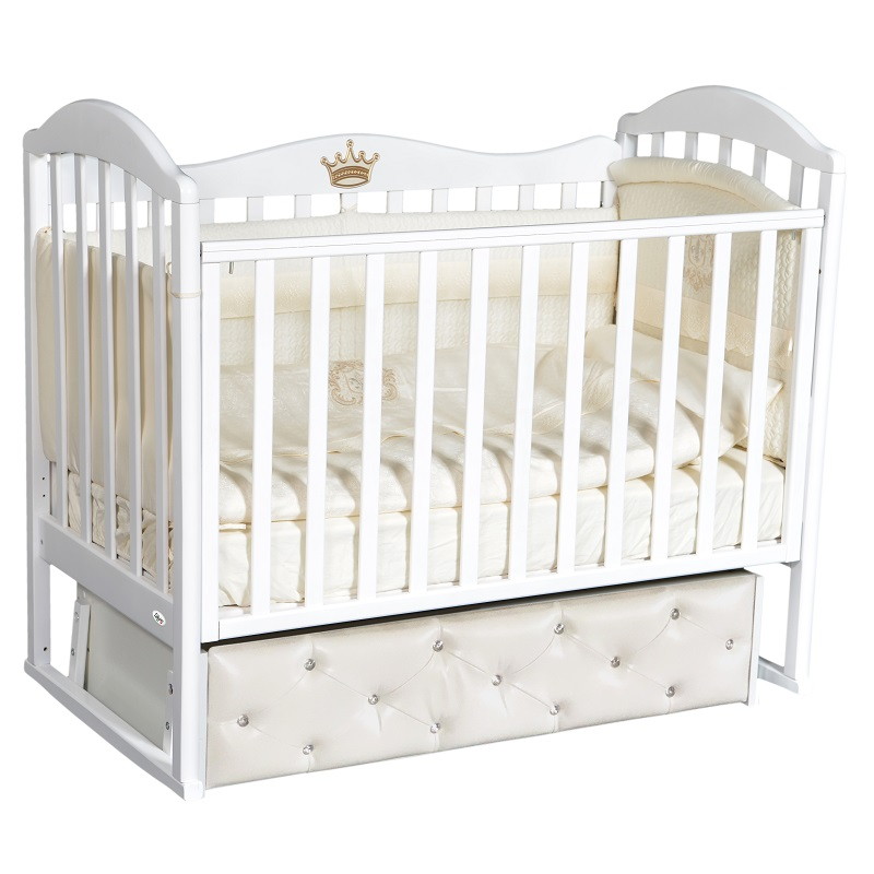 Детская кроватка Oliver Camilla Premium с универсальным маятником и ящиком белый