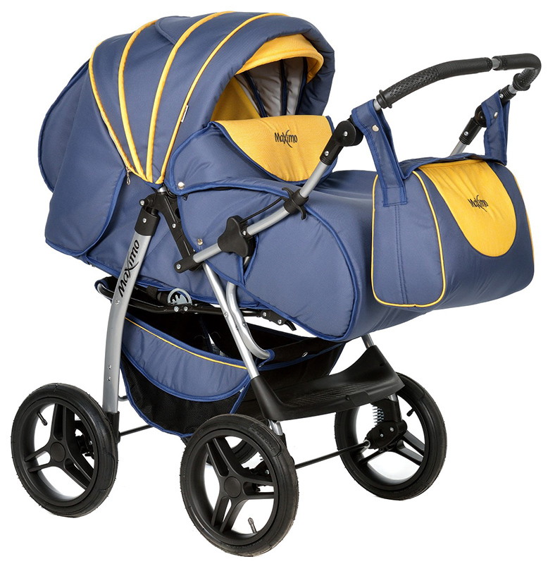 Детская коляска трансформер Indigo Maximo Ma09 тем.графит+желтый