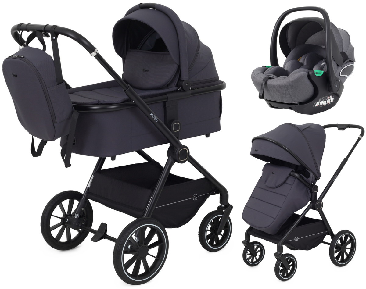 Детская коляска Rant Moss 3 в 1 с автокреслом Rant Evomax Grey Graphite