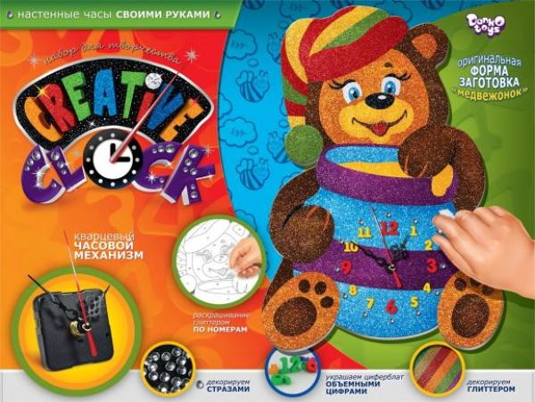 Детский набор для творчества Данко-Тойс Часы Creative clock  средний Медвежонок 322126