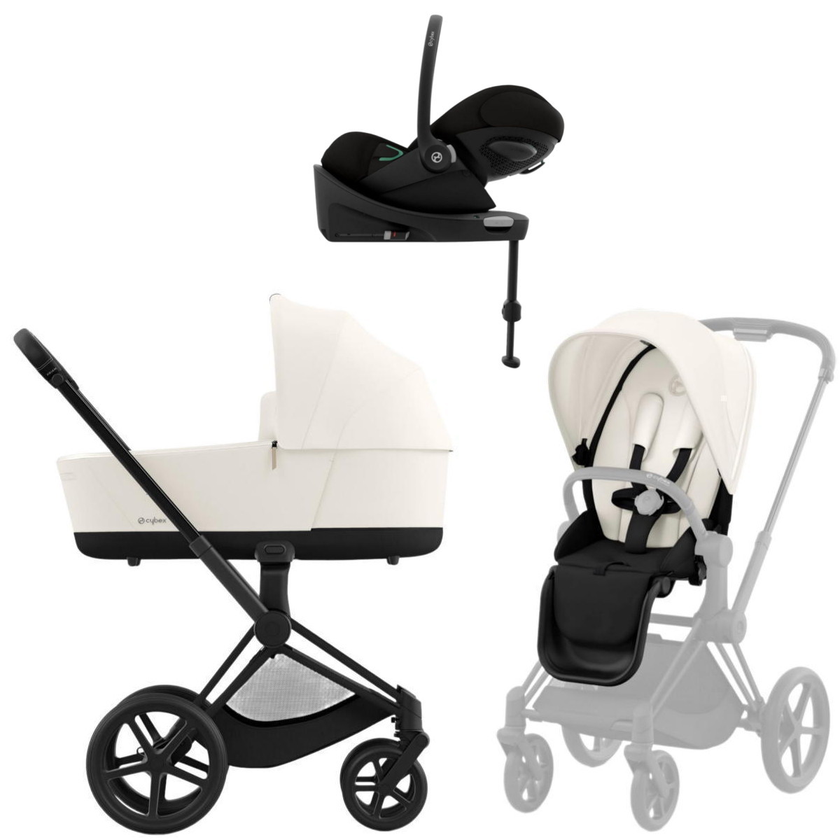 Коляска Cybex Priam IV Matt Black complete Cloud G Magic Black Base G 3 в 1 Off White