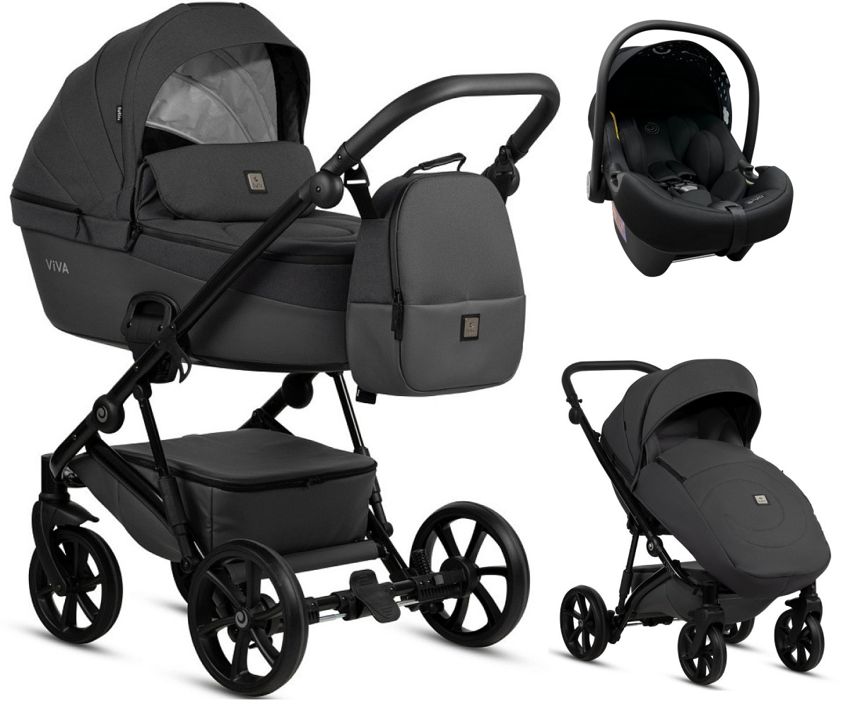 Детская коляска Tutis Viva 5 Plus Essential 2024 3 в 1 с автокреслом Elo Lux EduSky Black 1452072 Periscape