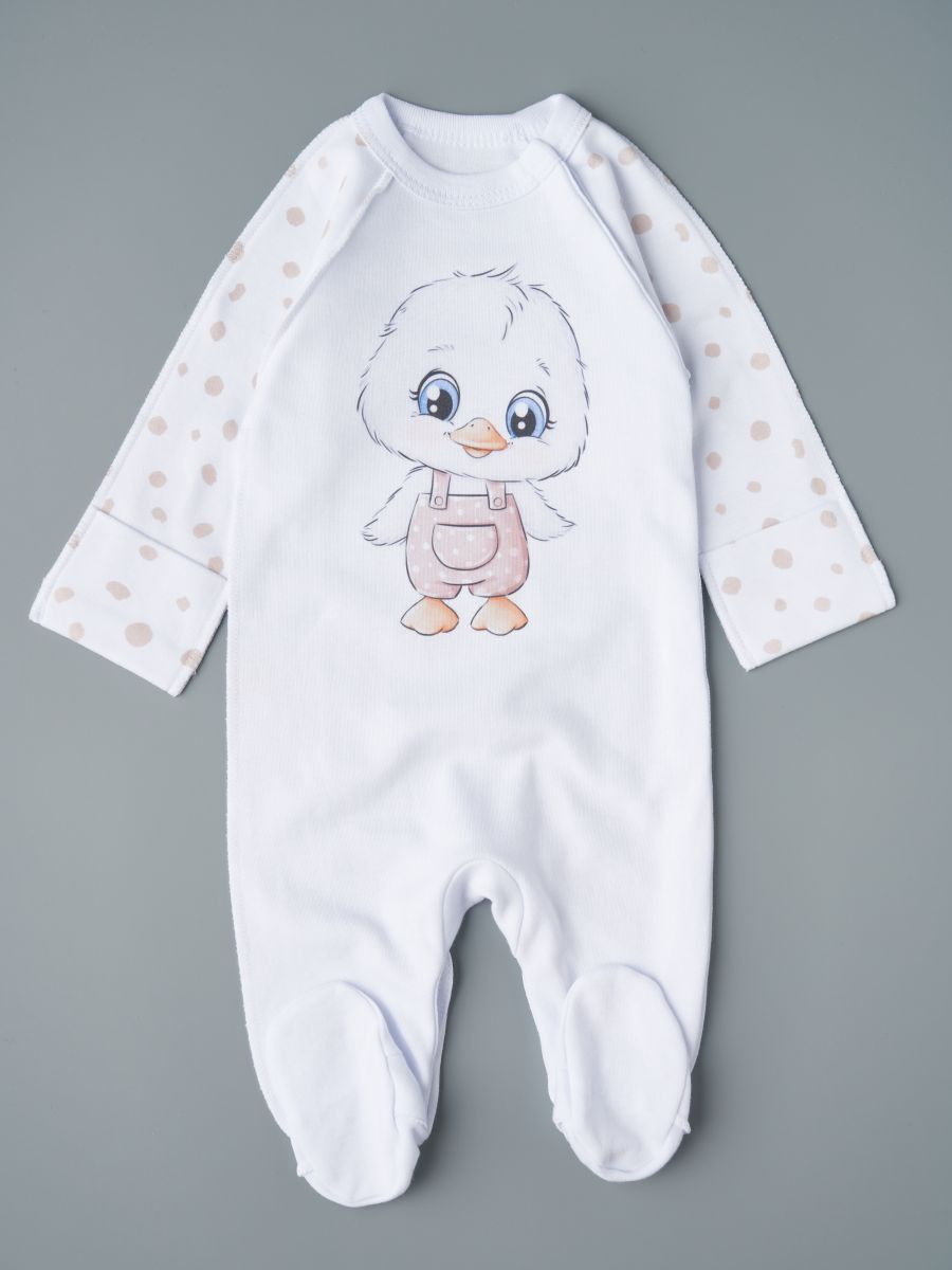 Комбинезон на кнопках интерлок Little Star гусенок, белый 74