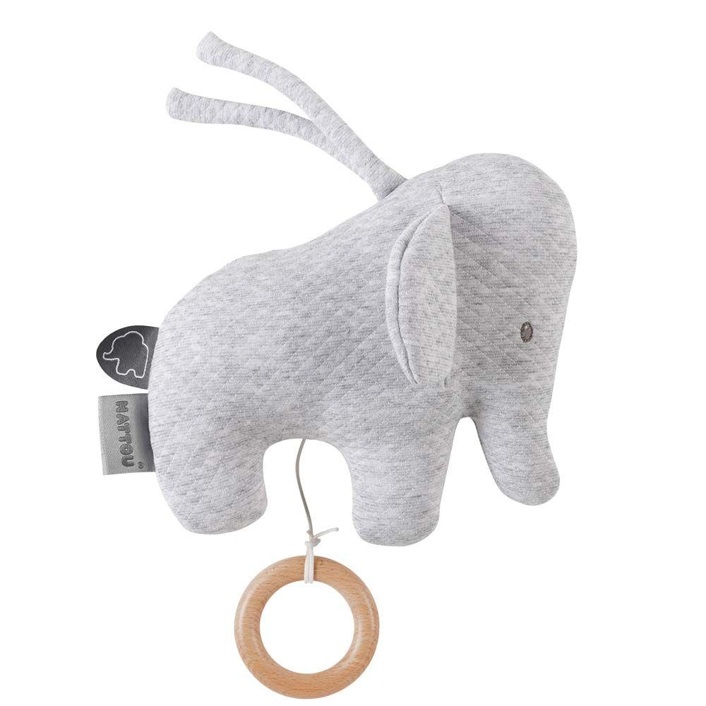 Игрушка мягкая Nattou Musical Soft toy Tembo jacquard Слоник 21 см музыкальная 929387
