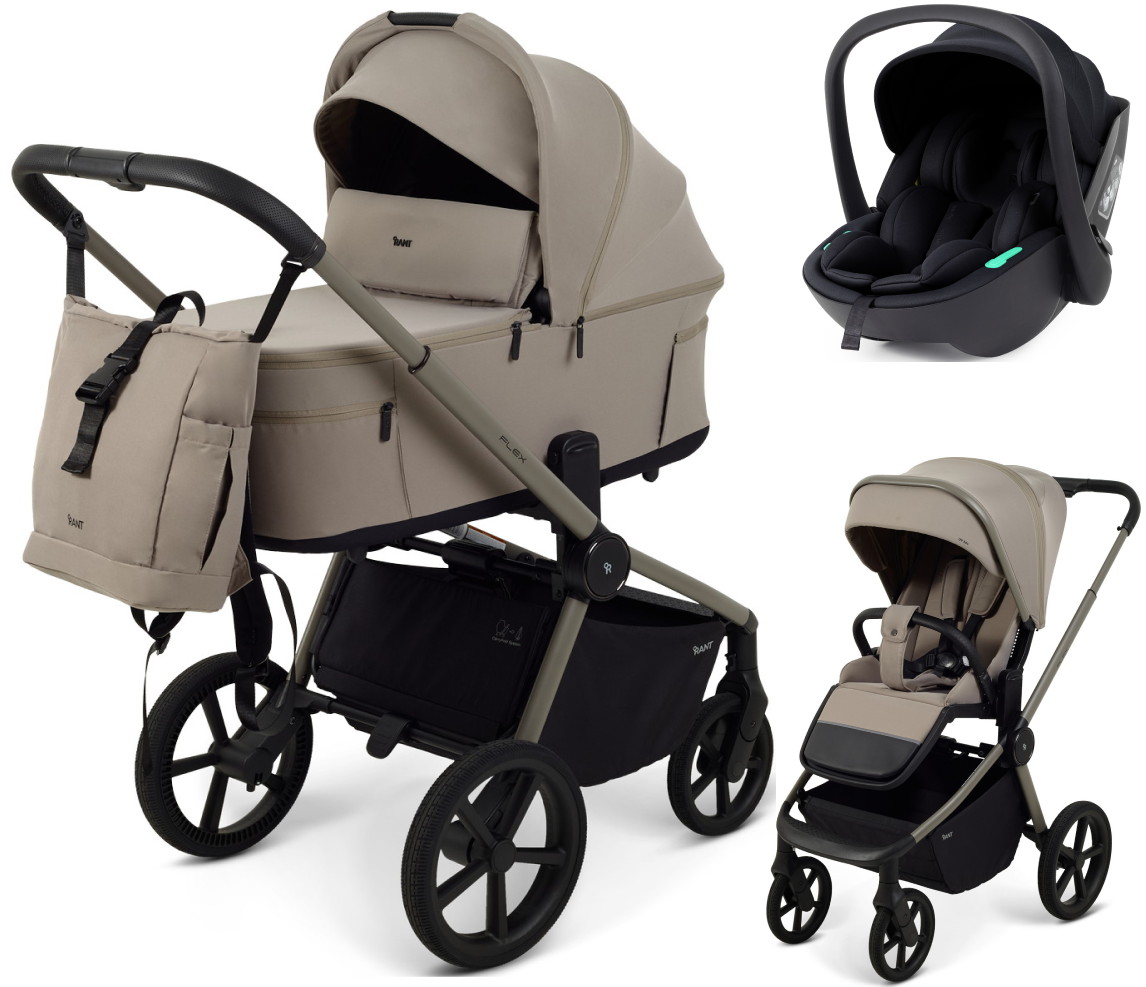 Детская коляска Rant Flex Forma 3 в 1 RA124 с автокреслом Miro Black Cloud Серо-Бежевый