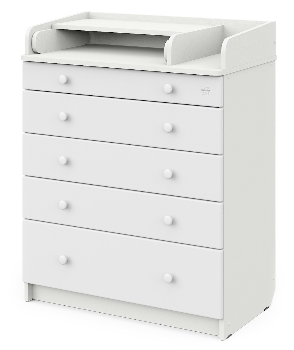 Детский пеленальный комод Атон М MAKS ЛДСП 80/5 с органайзером белый премиум-белый