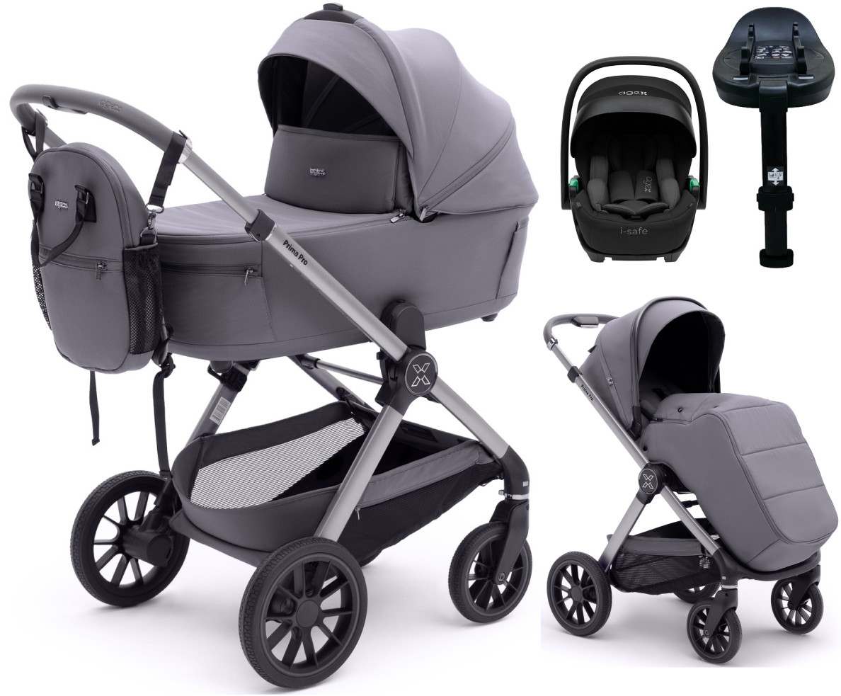 Коляска Agex Prima Pro 4 в 1 с автокреслом i-Safe S Black и базой APS214 Sora серый