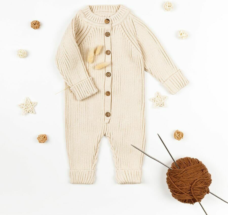 Комбинезон вязаный AmaroBaby Pure Love Tot демисезонный молочный 68