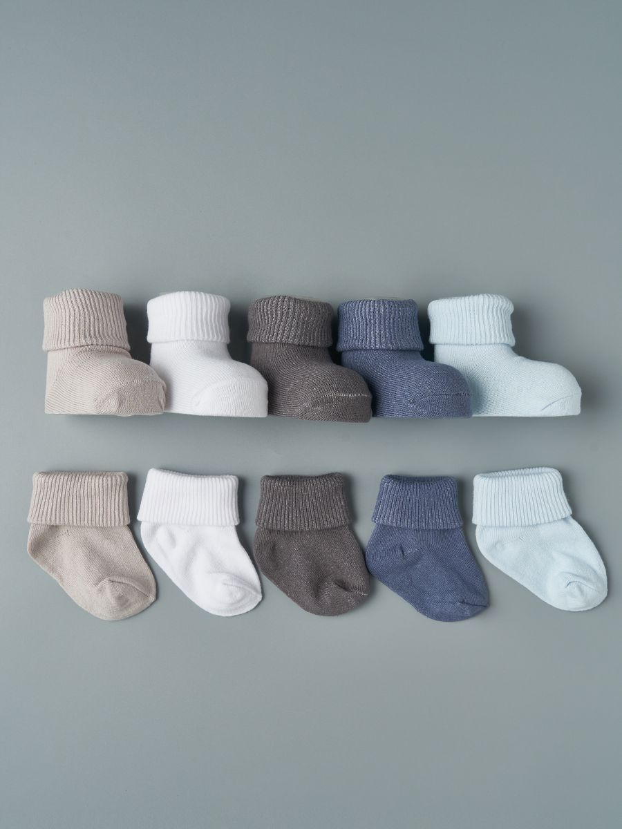 Носочки тонкие с подворотом Little Star 5 шт в уп. 3066 (ЧЗ-мз) белый, св. голубой, индиго, жемчужный, т. серый