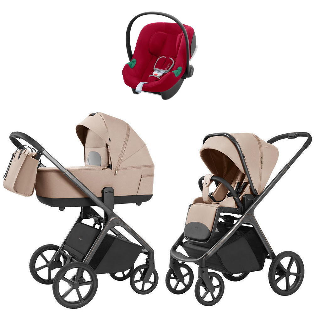 Коляска Carrello Vector 2025 CRL-6551 и автокресло Cybex Aton B2 Dynamic Red 3 в 1 Mellow Beige