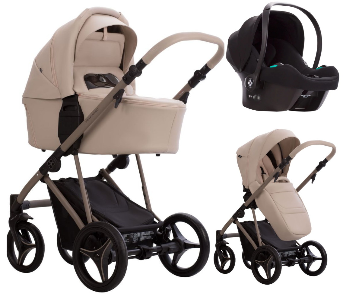 Детская коляска Bebetto Pelpasso Pro 3 в 1 с автокреслом Avionaut Cosmo 02 св.бежевая кожа