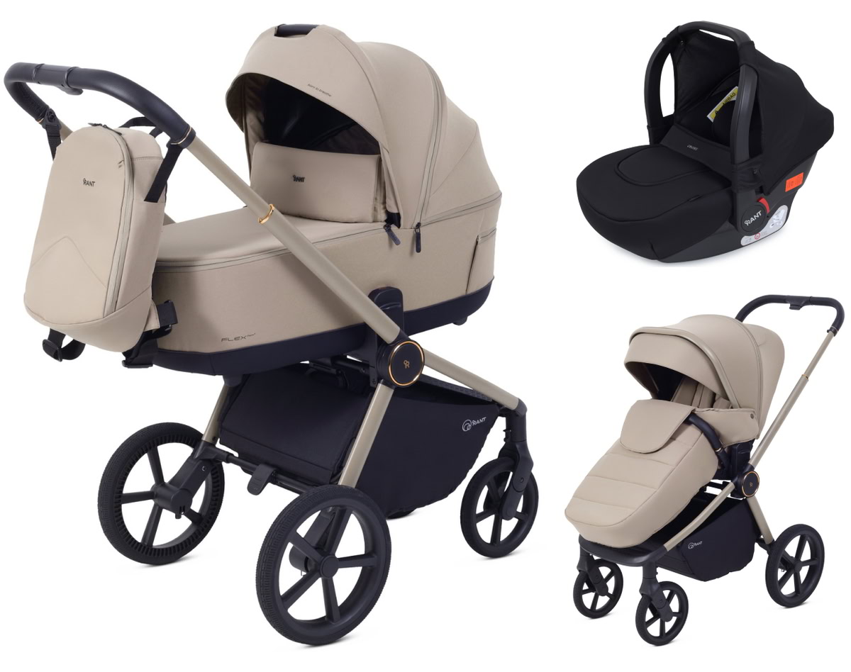 Детская коляска Rant Flex Therm Soft 3 в 1 с автокреслом Cruise Black Sandy Beige