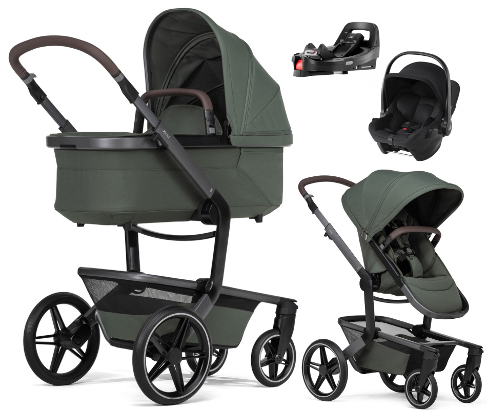 Детская коляска 4 в 1 Joolz Day 5 и автокресло Baby-Safe Core Space Black и база Vario Base 5Z Forest Green