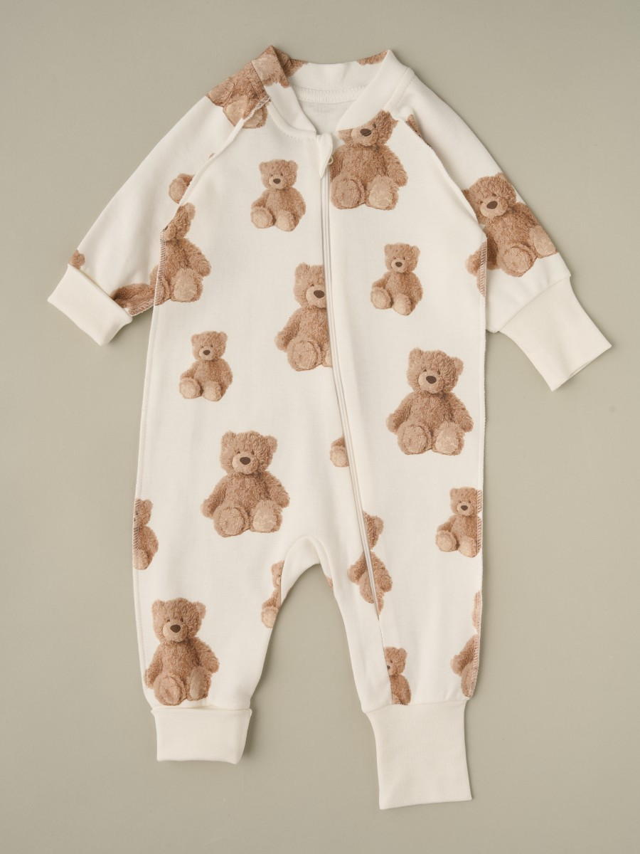 Комбинезон растущий на молнии Little Star Мишки 13016 (ЧЗ-мз) крем 74