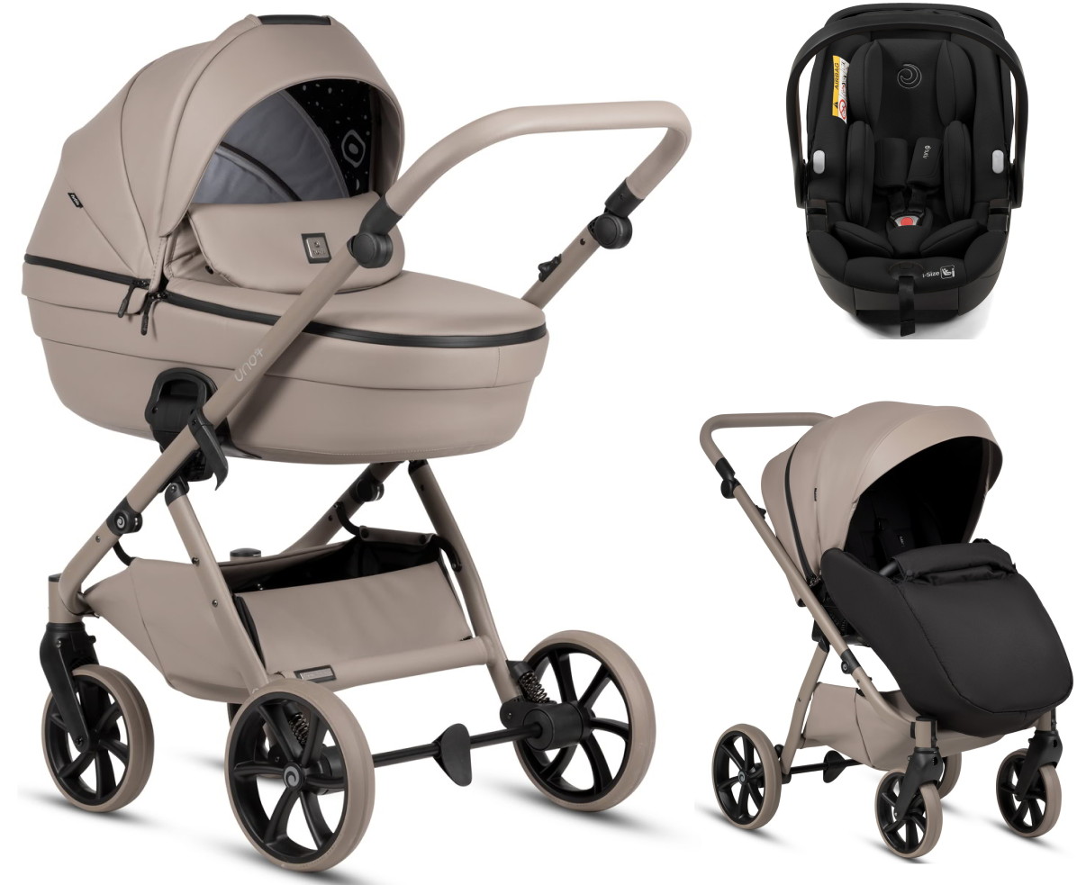 Детская коляска Tutis Uno 6 Plus Leather collection 3 в 1 с автокреслом Beno Black 1602185 Nocciola