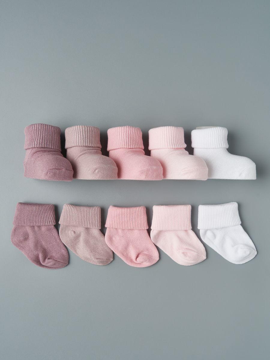 Носочки тонкие с подворотом Little Star 5 шт в уп. 3066 (ЧЗ-мз) белый, св. розовый, розовый, пудра, какао, 16 см