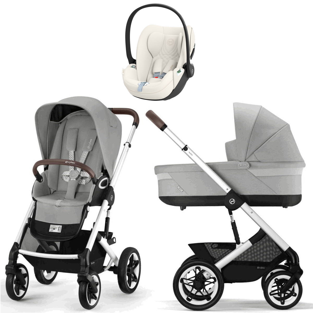 Коляска Cybex Talos S Lux SLV complete Cloud T Off White Plus 3 в 1 Stone Grey с дождевиками
