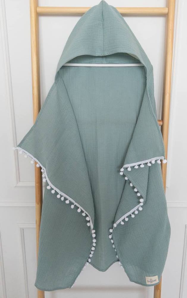 Пеленка Lappetti муслиновая с капюшоном бирюзовый