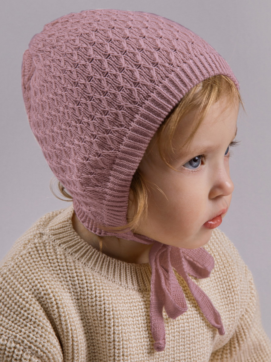 Шапочка вязаная AmaroBaby Berry демисезонная ЧЗ пудровый 42