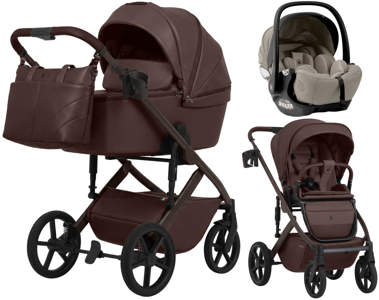 Коляска 3 в 1 Sweet Baby SBL Dolce L и автокресло Premier Begie Dark Chocolate