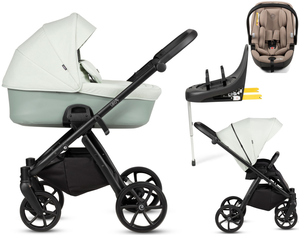 Детская коляска Tutis Leo 3 Plus 4 в 1 с автокреслом Beno Beige и базой 1582236 Mint