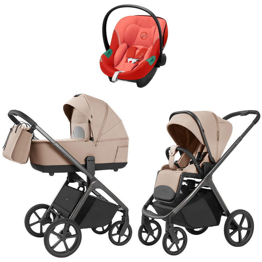 Коляска Carrello Vector 2025 CRL-6551 и автокресло Cybex Aton S2 Hibiscus Red 3 в 1 Mellow Beige