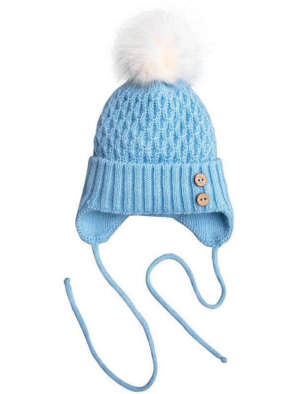 Шапочка вязаная AmaroBaby Pure Love Wool утепленная голубой 38