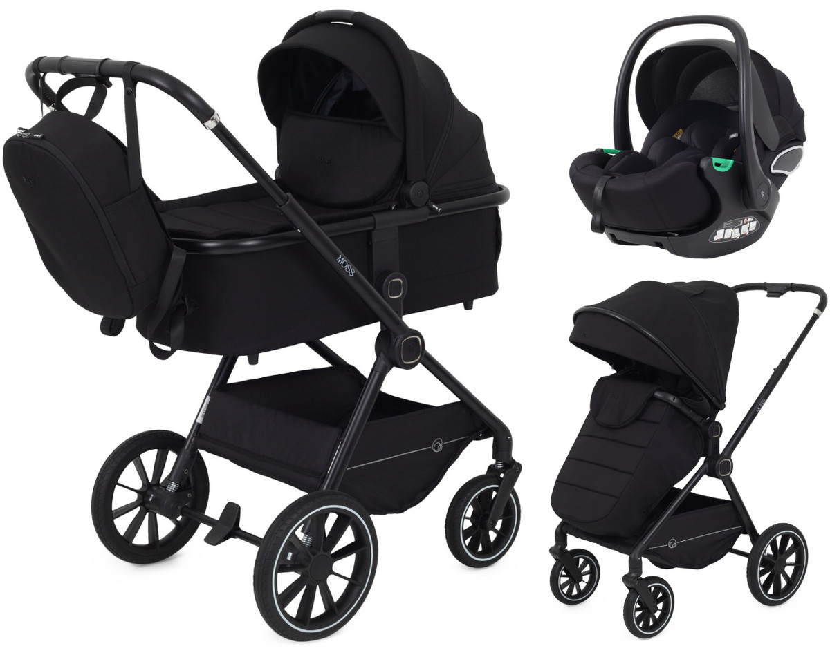 Детская коляска Rant Moss 3 в 1 с автокреслом Rant Evomax Black Black