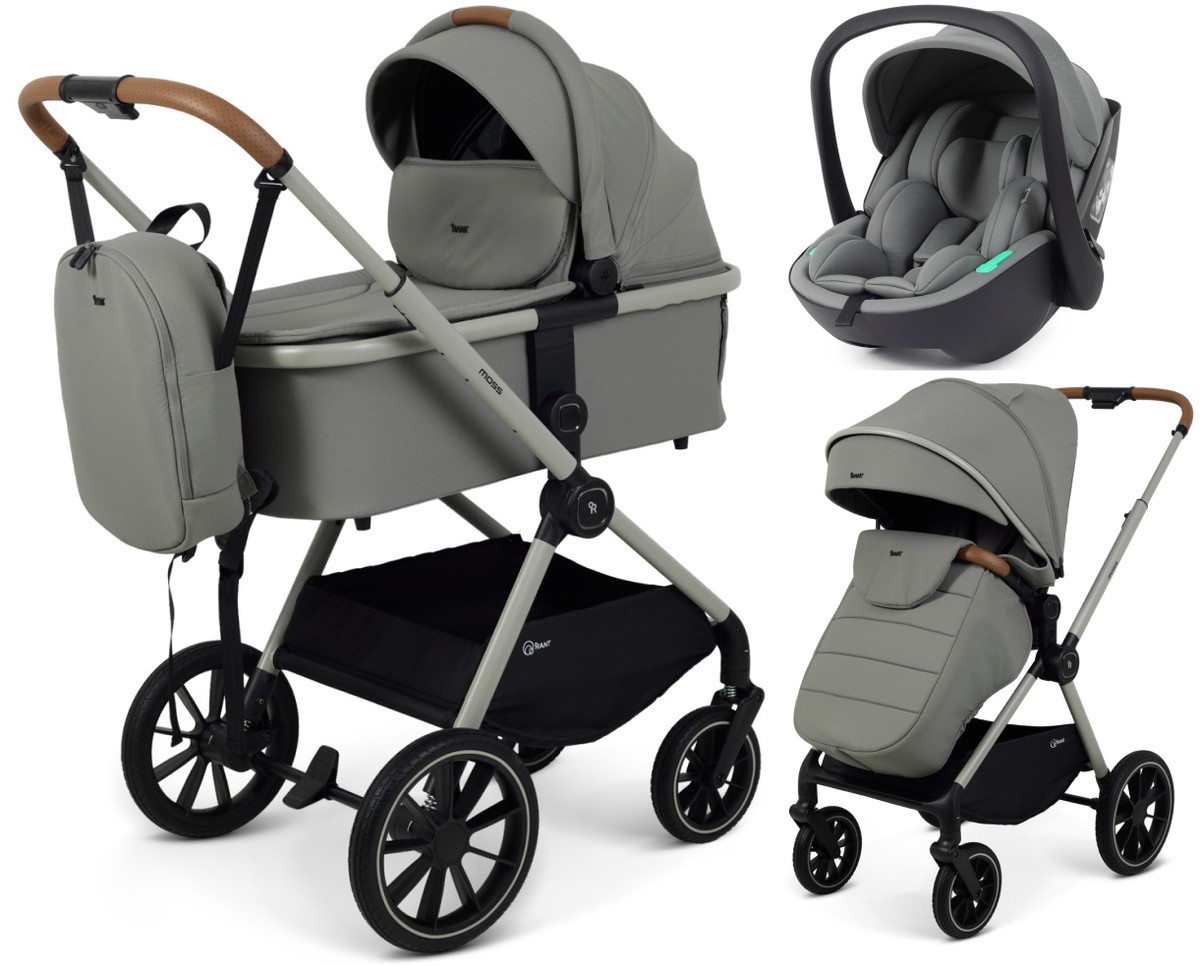 Детская коляска Rant Moss Prime 3 в 1 с автокреслом Miro Olive Grey