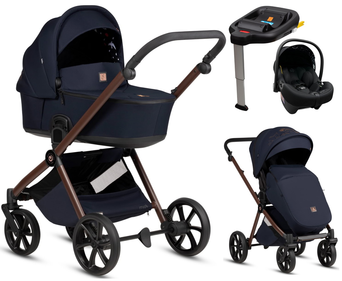 Детская коляска Tutis Mio 3 Plus Limited New 4 в 1 с автокреслом Elo Lux EduSky Black и базой 1622015 Midnight Swallow