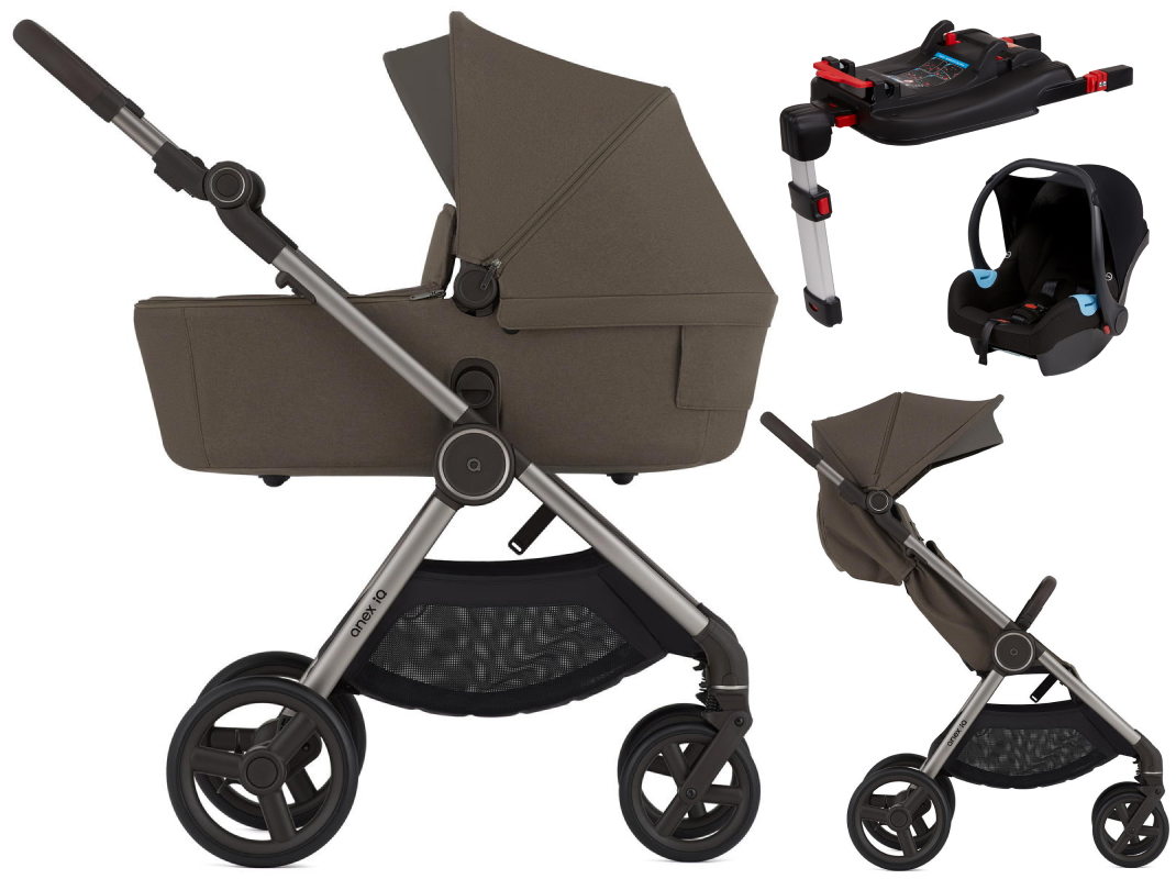 Детская коляска Anex iQ Premium NT 4 в 1 и автокресло Biuco BC100B + База Anex Karwala ISOFix без адаптеров iq-21 Bruna
