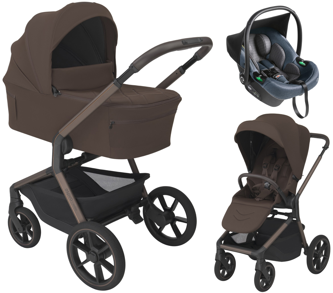 Детская коляска 3 в 1 Espiro Noble и автокресло PI Gray blue 18 umbra