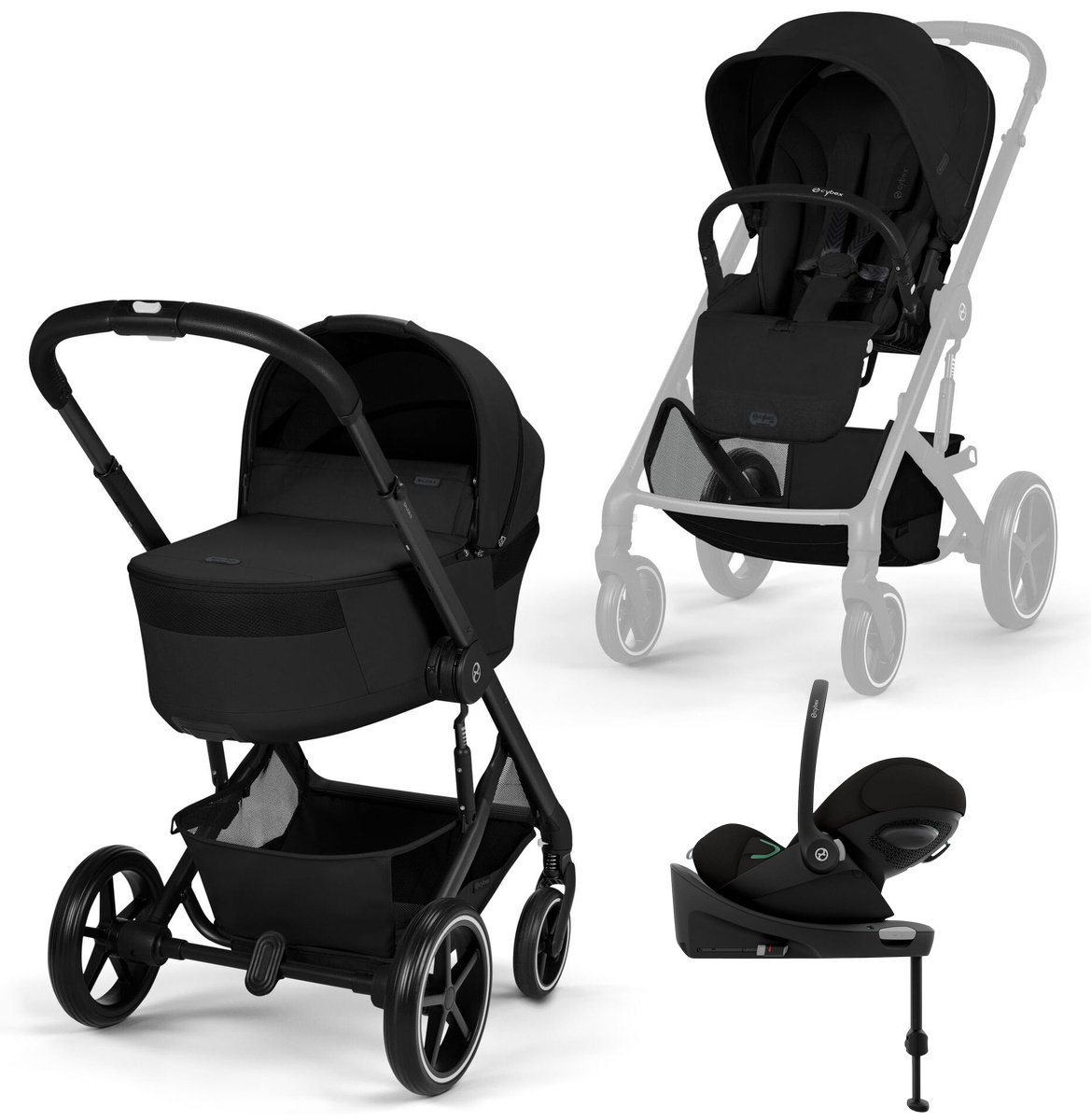 Коляска Cybex Balios S Lux Fold Cot BLK Cloud G3 Magic Black Base G3 4 в 1 Moon Black с дождевиками