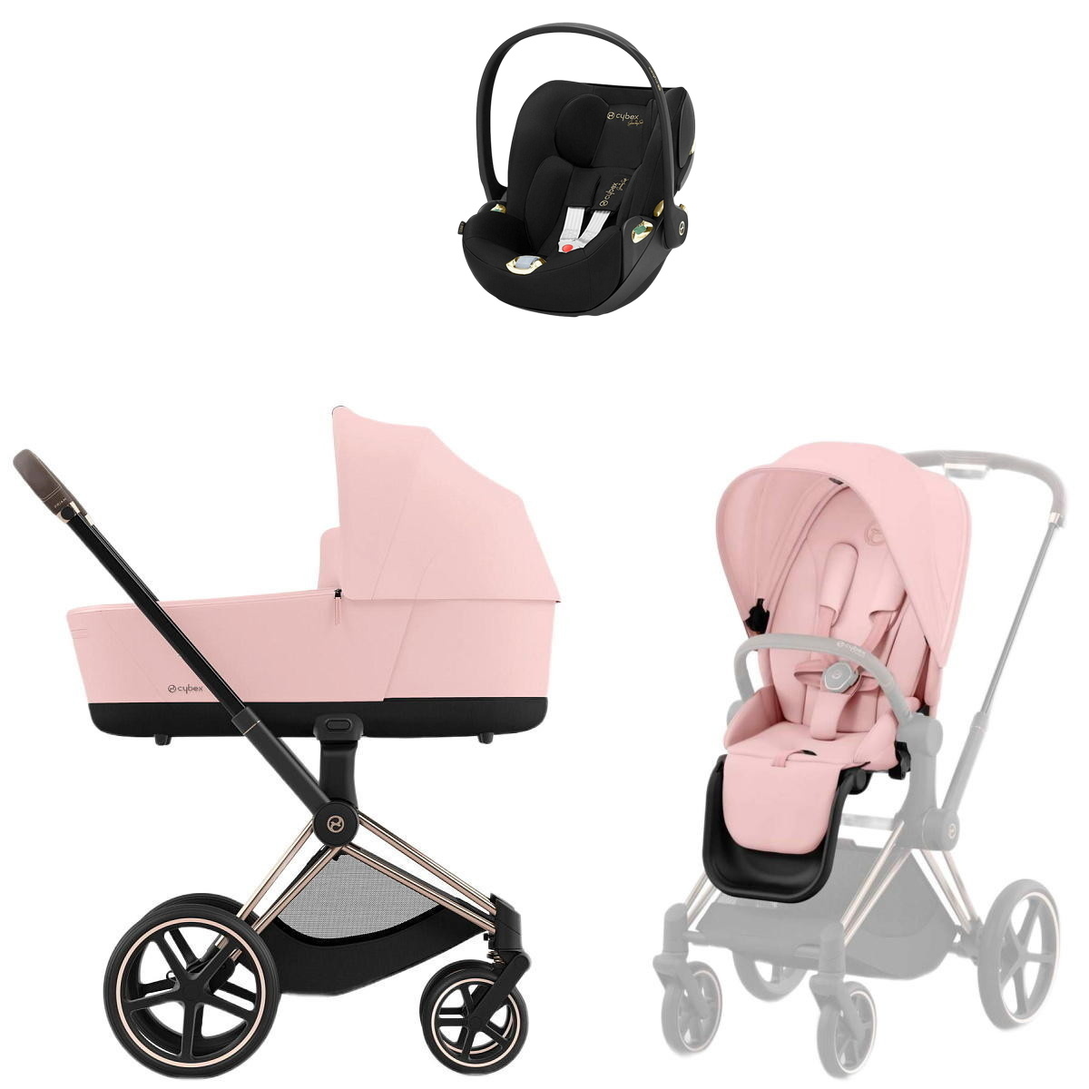 Коляска Cybex Priam IV Rosegold complete Cloud T Jeremy Scott Wings 3 в 1 Peach Pink