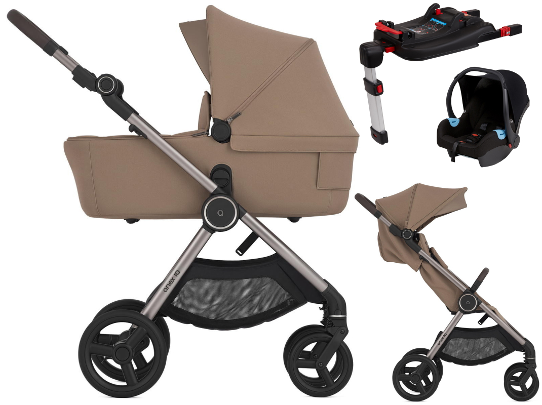 Детская коляска Anex iQ Premium NT 4 в 1 и автокресло Biuco BC100B + База Anex Karwala ISOFix без адаптеров iQ-26 Buff