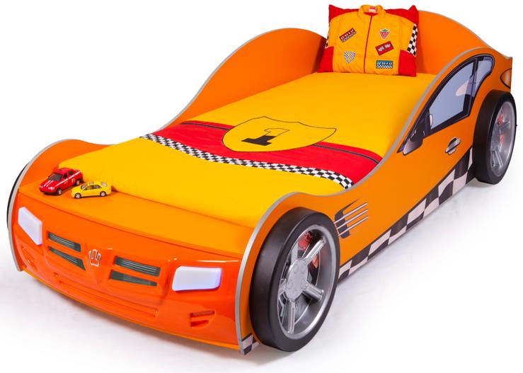 Детская подростковая кровать машина ABC-King Formula 160х90 см Оранж