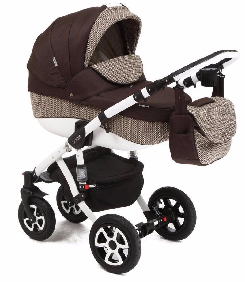 Детская коляска Adamex Gloria 3 в 1 633K (ШОКОЛАД+КРУПН.РОГОЖКА)