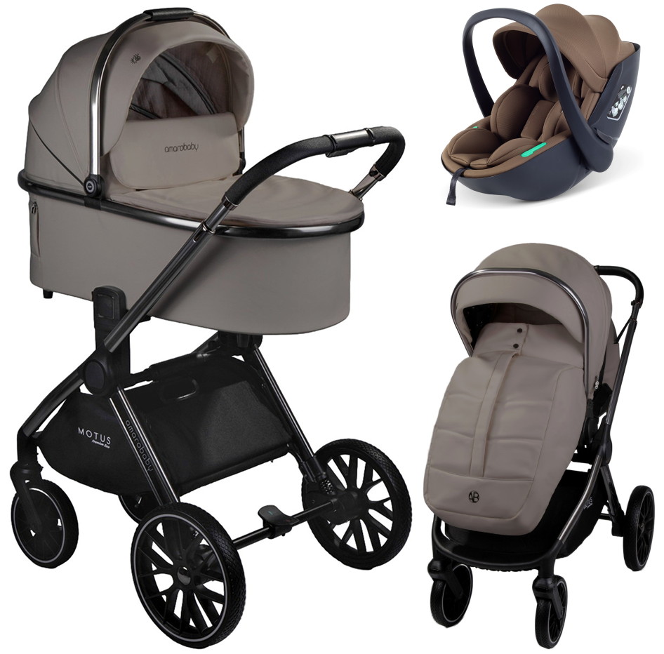 Детская коляска AmaroBaby Motus Premium Ecco 3 в 1 с автокреслом Rant Miro Moca мокко