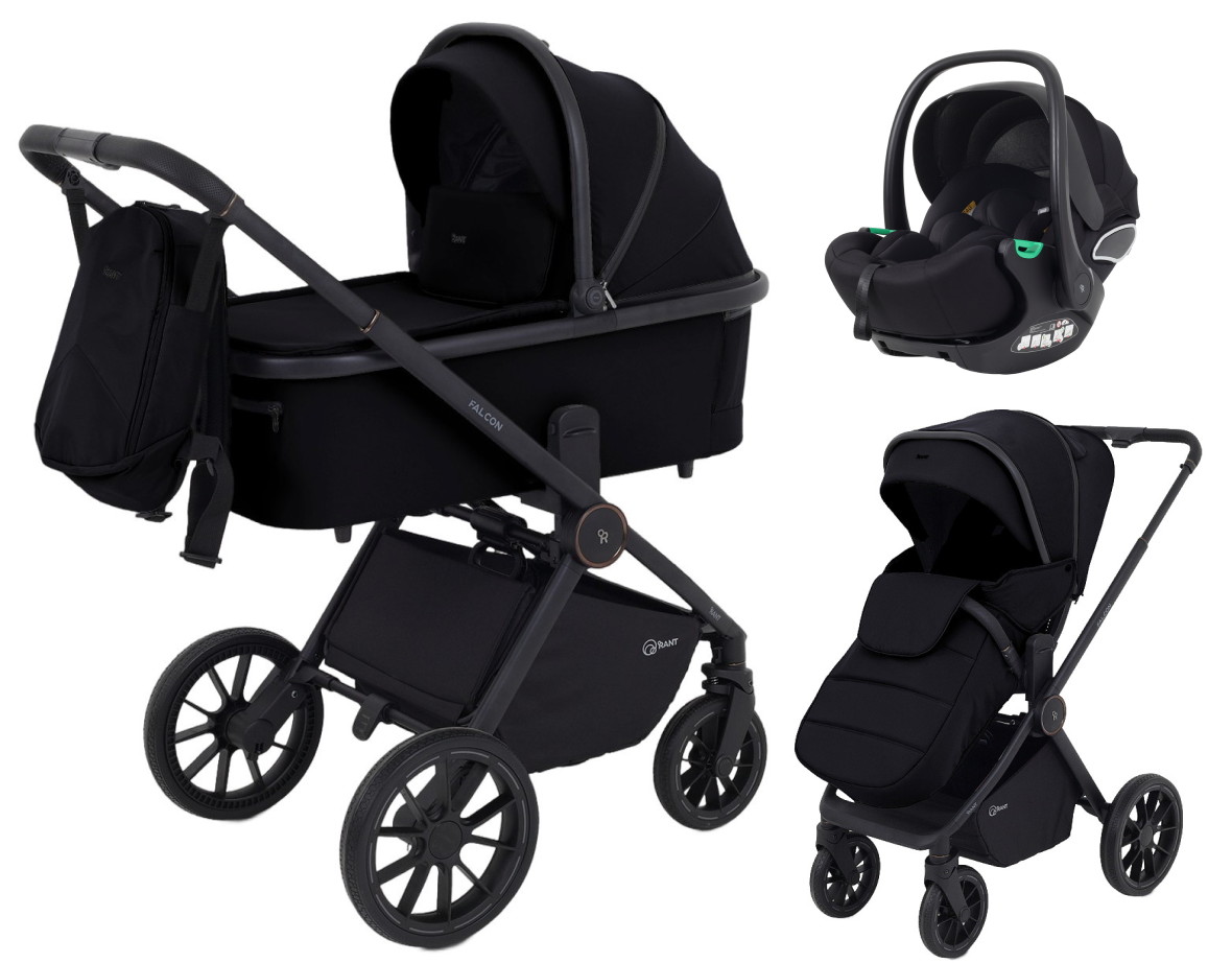 Детская коляска Rant Falcon Neo 3 в 1 с автокреслом Evomax Black Black