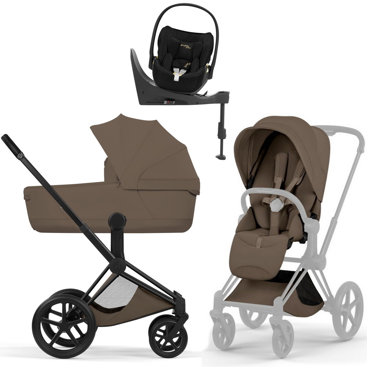 Коляска Cybex Priam V Matt Black Style Cloud T Jeremy Scott Wings Base T 4 в 1 Coconut Brown