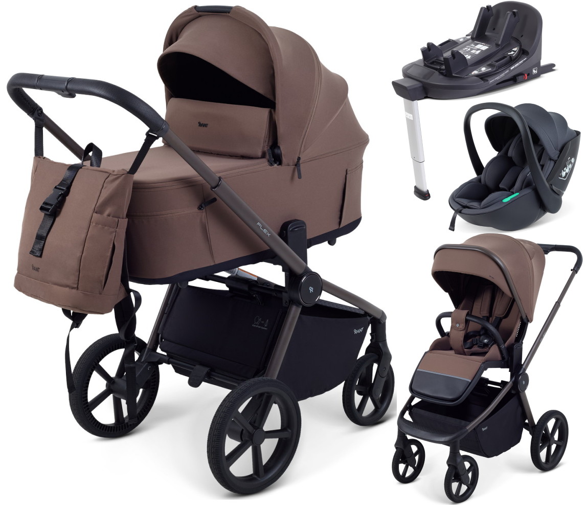 Детская коляска Rant Flex Forma 4 в 1 RA124 с автокреслом Miro Dark Grey и базой Beige Бежевый
