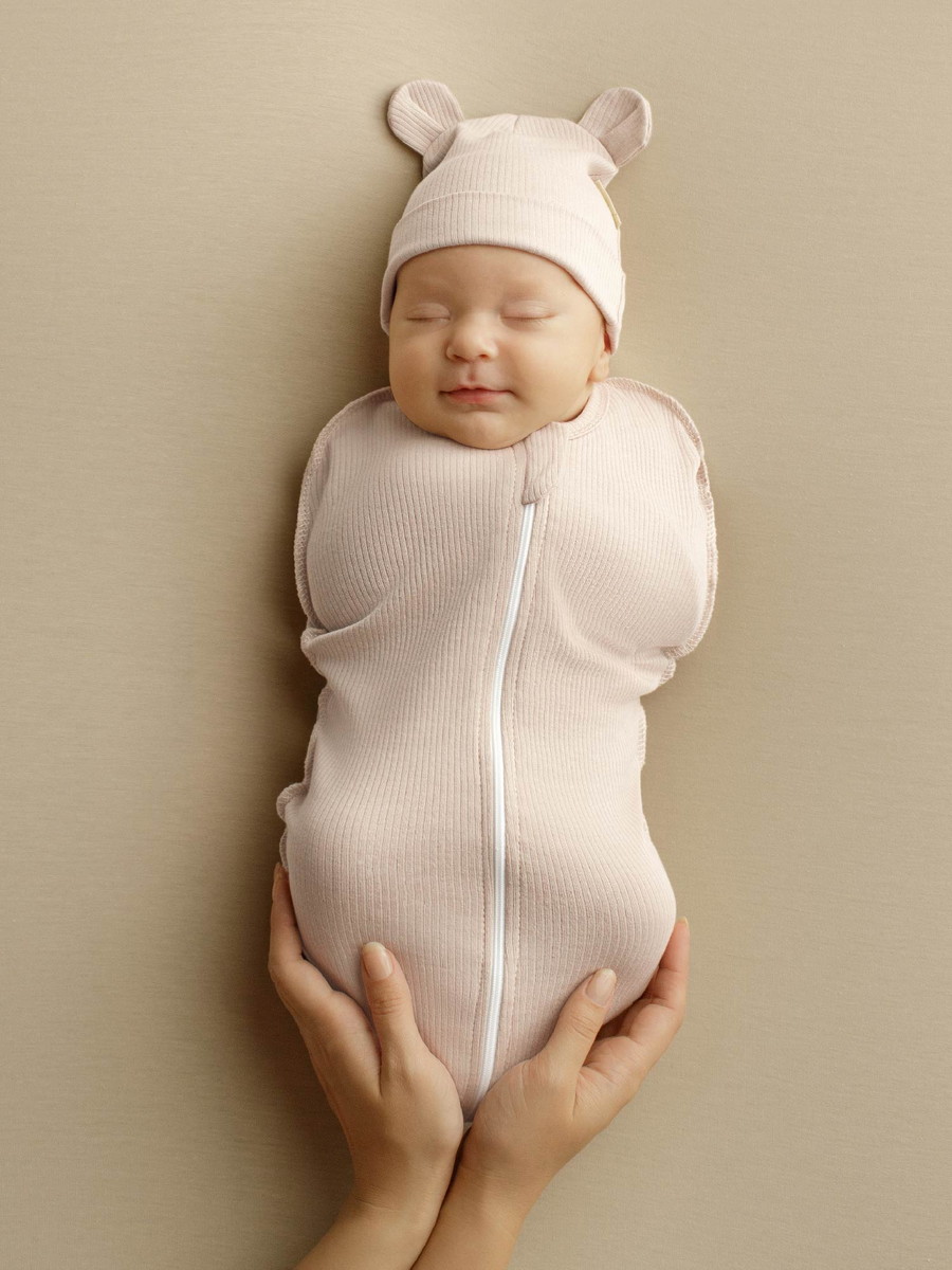 Пеленка-кокон на молнии Amarobaby Fashion с шапочкой шампань 56