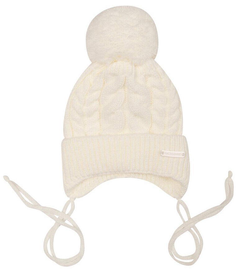 Шапка НаследникЪ Выжанова с помпоном на завязках НВ4052-ЭК ЧЗ экрю 36