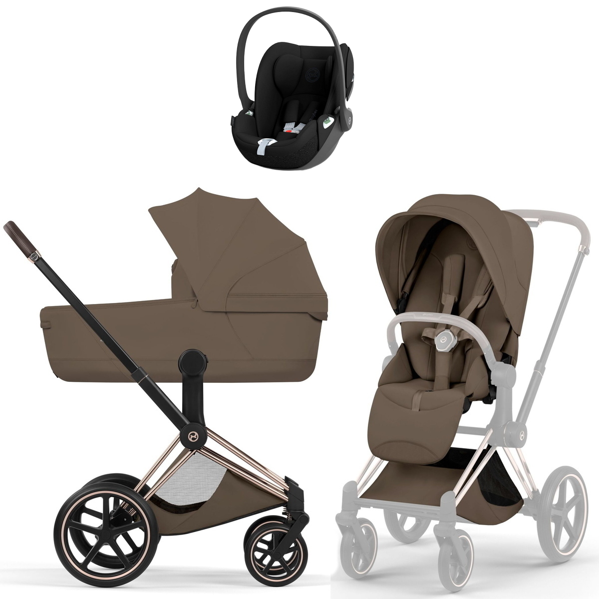 Коляска Cybex Priam V Rosegold Style Cloud T Sepia Black 3 в 1 Coconut Brown