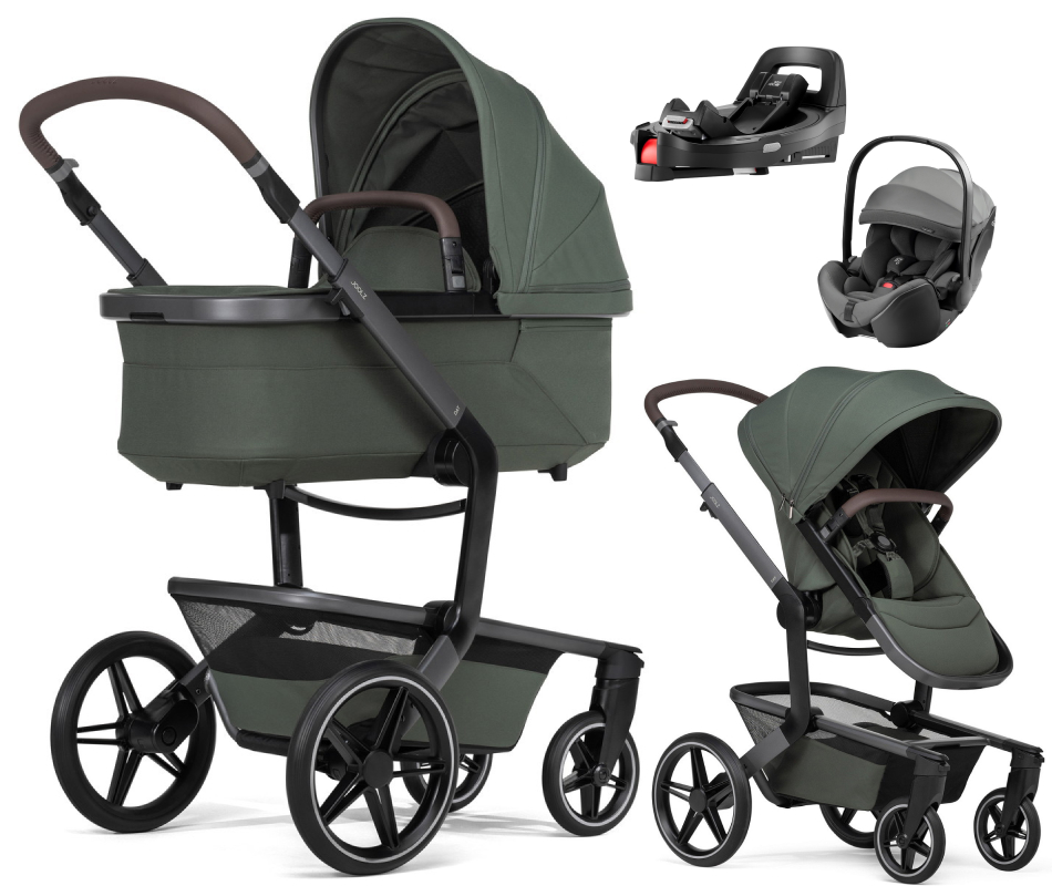 Детская коляска 4 в 1 Joolz Day 5 и автокресло Britax Roemer Baby-Safe Pro Style Mineral Grey и база Vario Base 5Z Forest Green