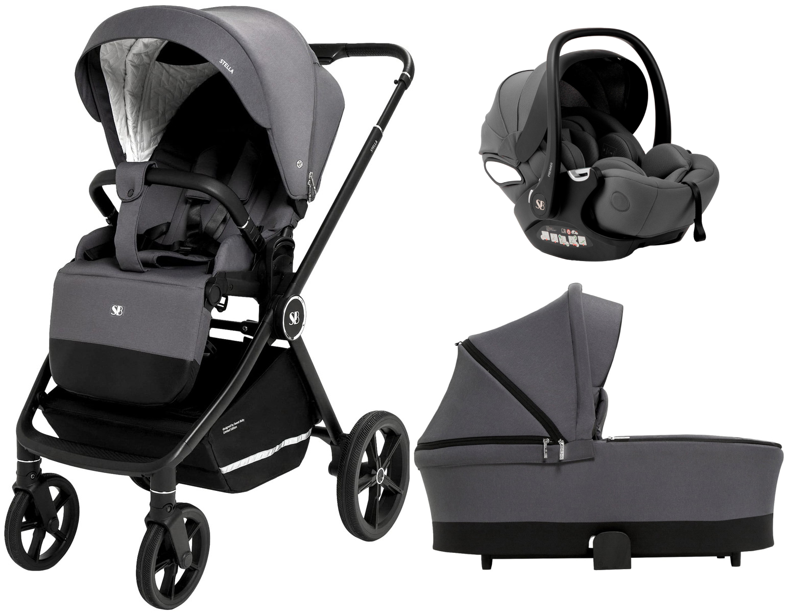 Коляска 3 в 1 Sweet Baby Stella + автокресло Premier Grey Dark Grey