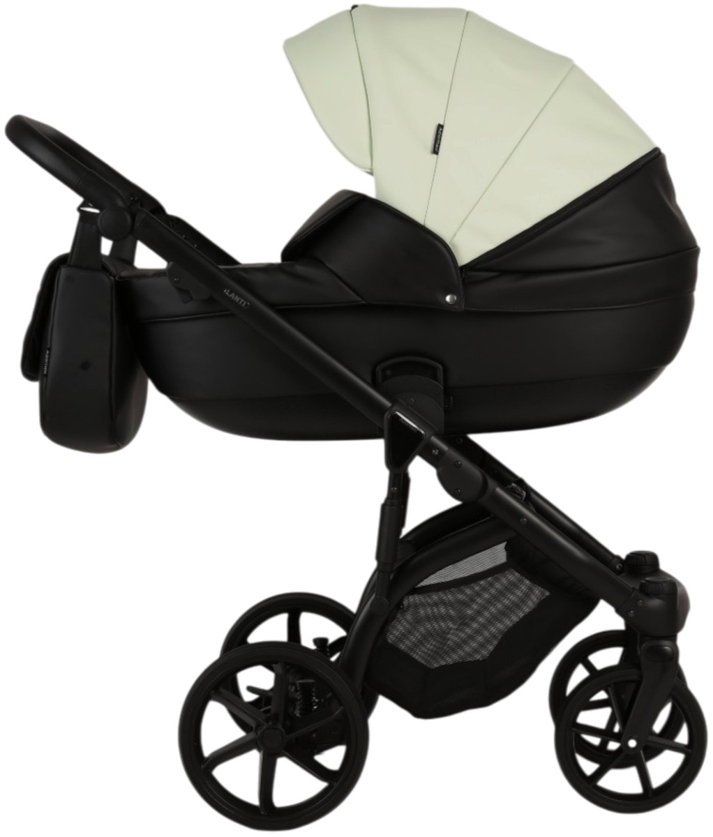 Детская коляска Adamex Lanti Deluxe 2 в 1 LN-SD104 (КРЕМОВАЯ КОЖА + ЧЕРН.КОЖА)